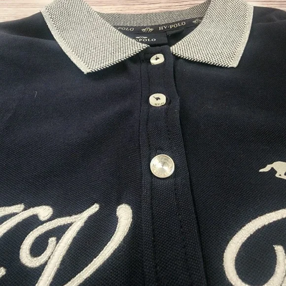 HV Society Womens XS Polo Shirt Blue Embroidered Equestrian Caylee Preppy Riding - Picture 5 of 11